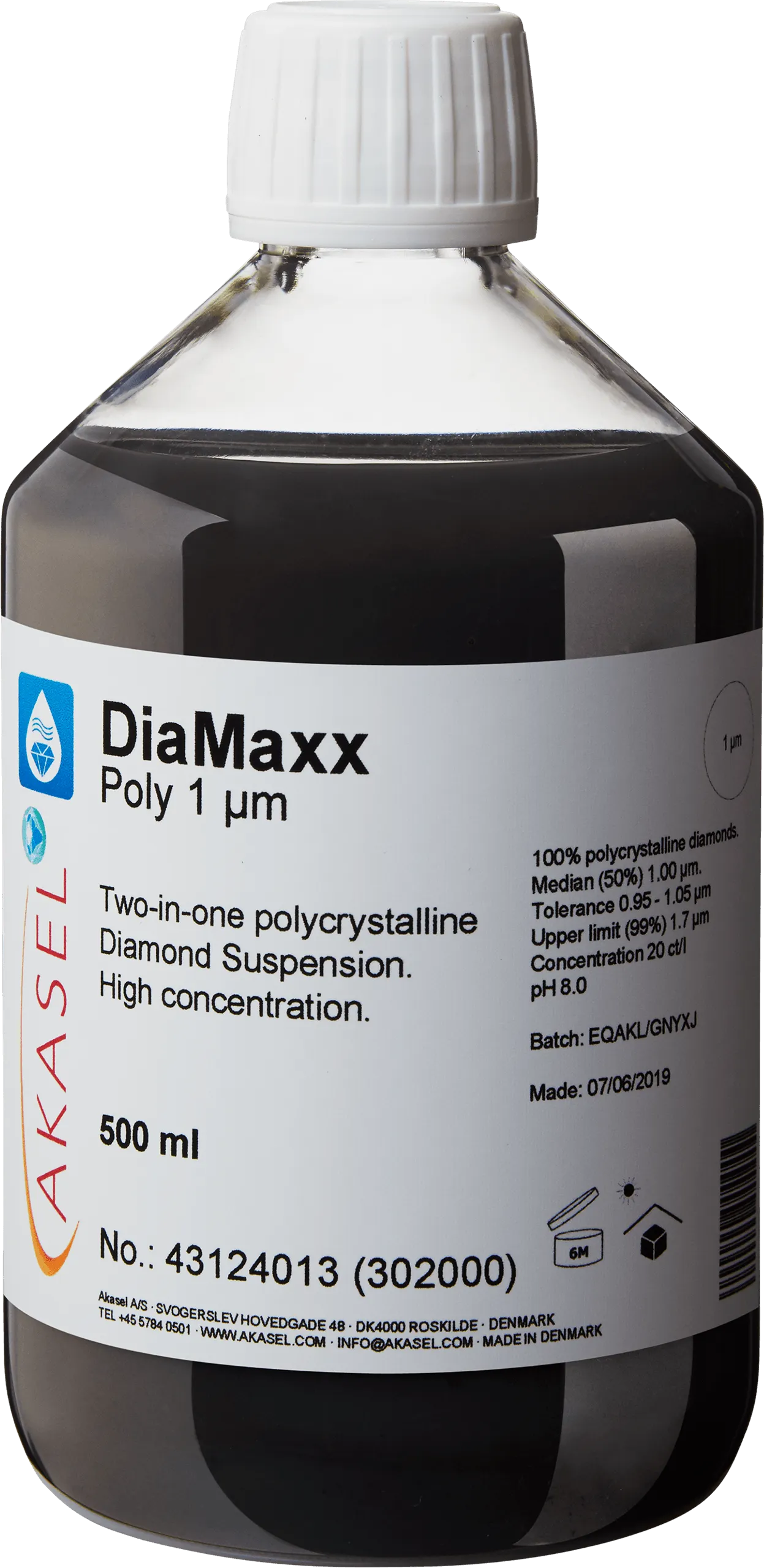 DiaMaxx Poly 1 µm — vue principale du consommable Akasel | Metallab