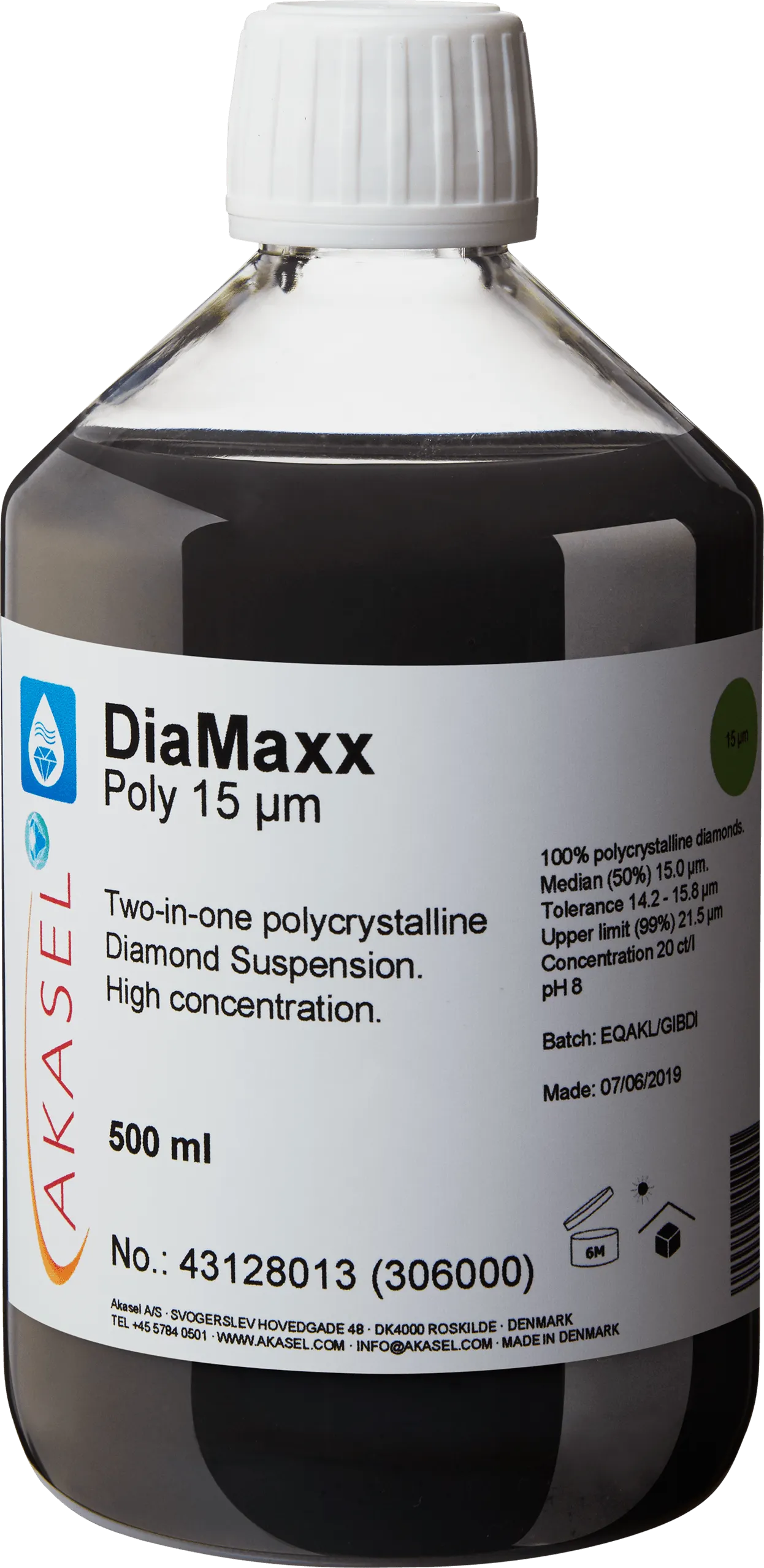 DiaMaxx Poly 15 µm — vue principale du consommable Akasel | Metallab