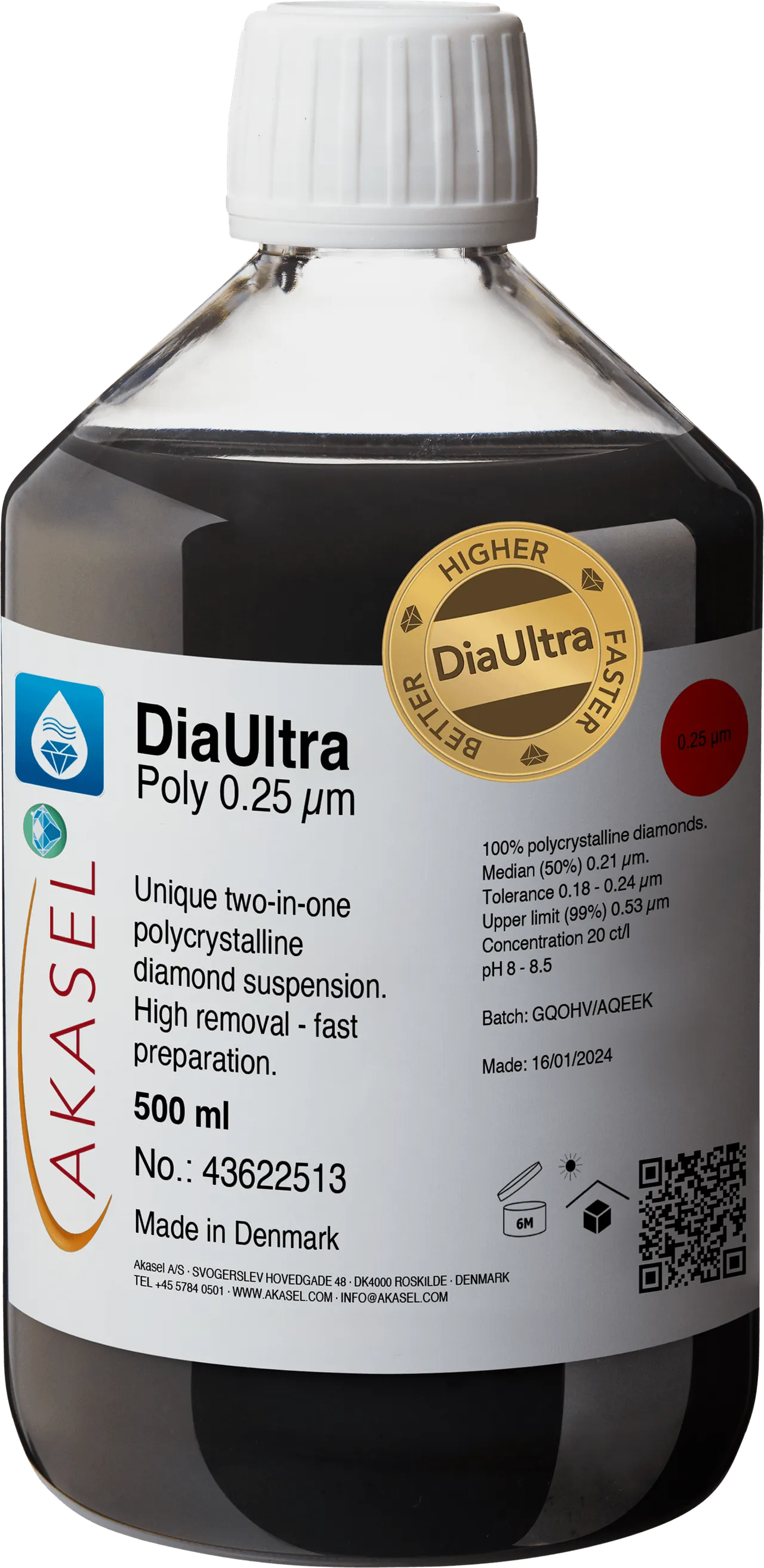 DiaUltra Poly 0.25 µm — vue principale du consommable Akasel | Metallab