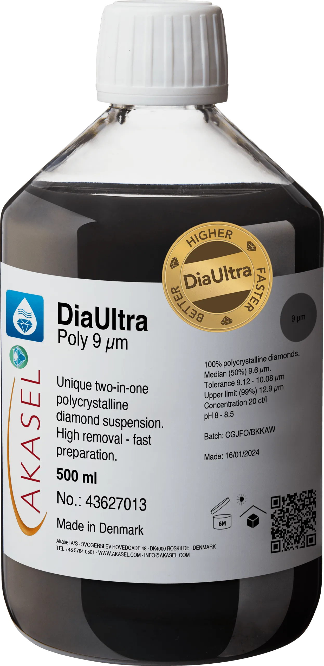 DiaUltra Poly 9 µm — vue principale du consommable Akasel | Metallab